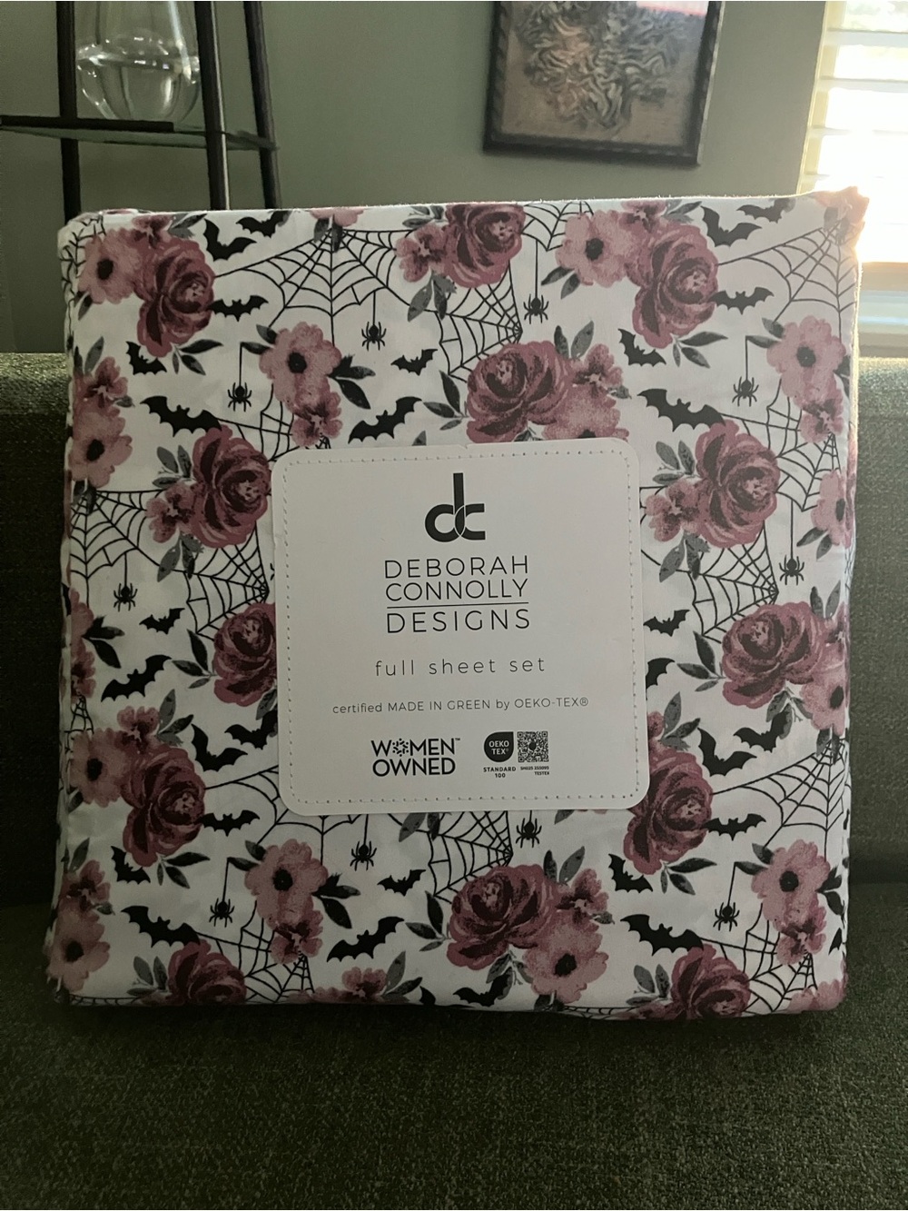 Deborah Connolly Pink Floral & Black Accent Full Sheet Set